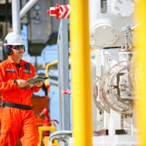 Oilfield Worker Practicing Safety Measures