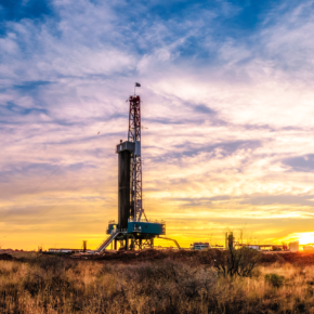 Drilling Rig Sunset Panorama